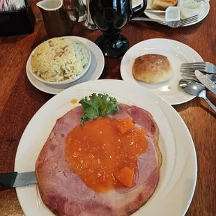 When in Virginia, gotta eat ham.  The Jefferson Restaurant's Virginia Ham w/orange pineapple glazed is to die for!
