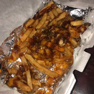 a tray of french fries