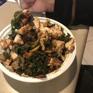 a bowl of food on a table