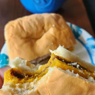 Beef Patty with Coco Bread. My go to lol.