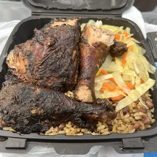 Jerk chicken dark.