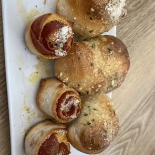 Happy Valentine&apos;s Day!  Garlic knots and pepperoni roses!