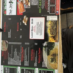 Menu for The Jersey Spot