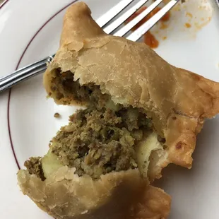 Meat samosa interior