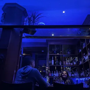 A view of the bar ceiling ambiance