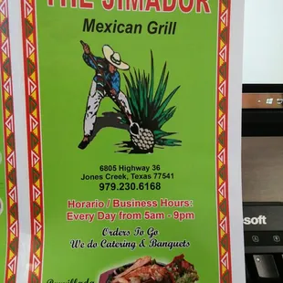 Front menu cover
