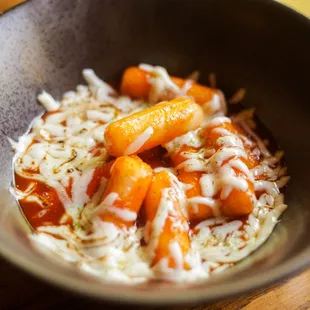 Cheese Tteokbokki (Korean Spicy Rice Cake) with Chicken Katsu