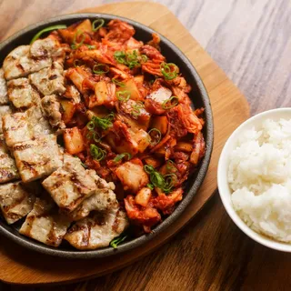 Thick Cut Pork Belly with Sauted Kimchi
