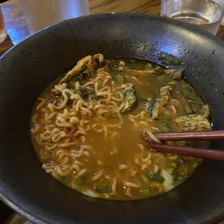 Spicy Ramen with Grilled Chicken and Poached Egg