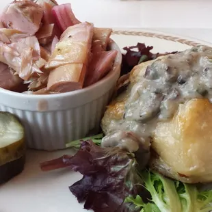 Chicken Wellington with marinated artichokes