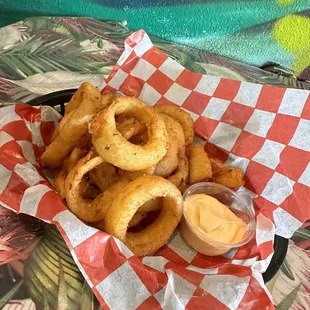 O-rings with mango habanero aioli