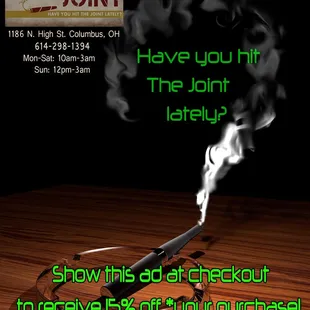 Show this ad at checkout to receive 15% off *your purchase! *some restrictions apply-see store for details