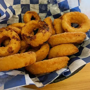Onion rings appetizer, with some already eaten!