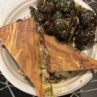 Cuban with miso maple fried Brussels sprouts.