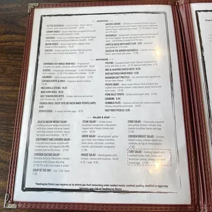 1st page of menu