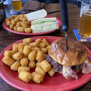 Peanut Butter Bacon Burger and Egg Salad Sandwich