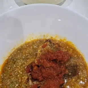 Okra stew with fufu on the side