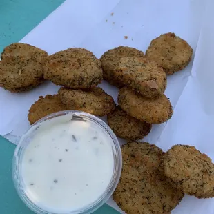 Fried pickles with ranch
