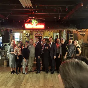 a group of people in a pub