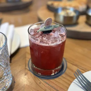 I can't remember the name but it was a mocktail and it tasted like hibiscus juice.