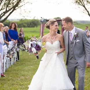 An outdoor wedding ceremony on the lawn