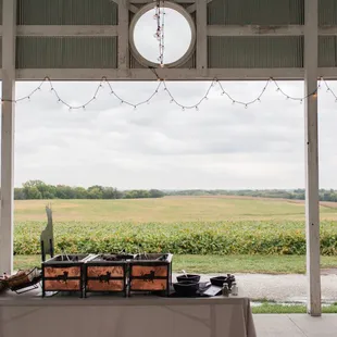 Not a bad view from the covered patio of our barn. Wedding day catering goes great here.