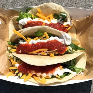 Three Pork Carnitas Soft Shell Tacos - Mmm!