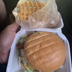 Double Bacon Cheeseburger &amp; waffle fries