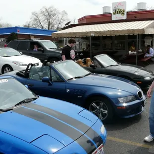 convertibles in The Jug parking lot - a beautiful site