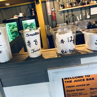 a variety of drinks on display