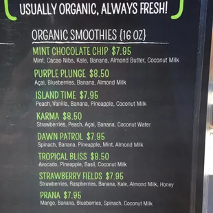 Organic smoothies