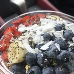 blueberries, strawberries, and granola