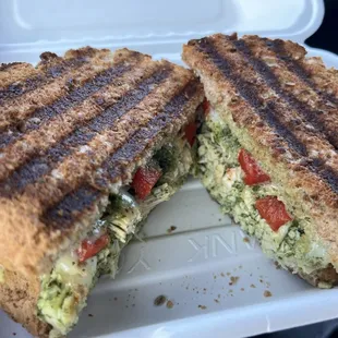 Pesto chicken panini. Tons of chicken.