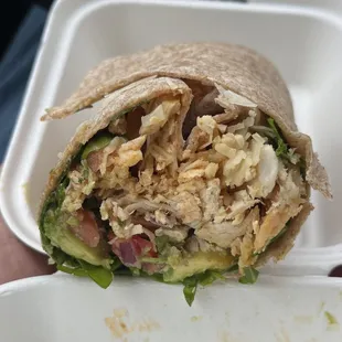 Customized wrap. Tons of chicken. Very tasty.