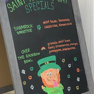 a st patrick&apos;s day specials sign