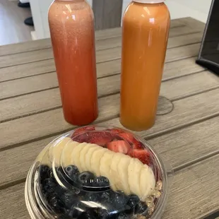 a smoothie and a fruit smoothie