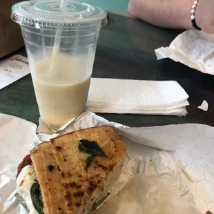 Caprese Panini and  Pinada Smoothie