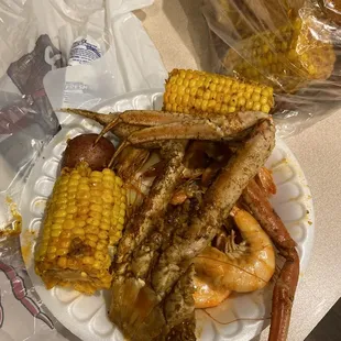 Snow crab, shrimp corn and potatoes.