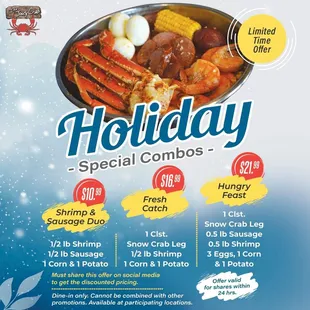 Indulge in our Holiday Specials!   Choose from our delicious combos: