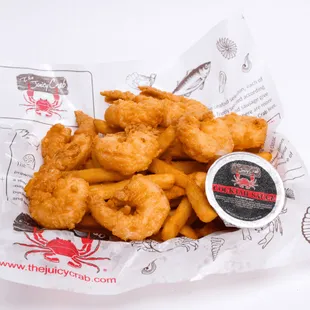 a basket of fried shrimp