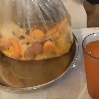 10. Half lb. Snow Crab, 1/2 lb. Sausage, 1/2 lb. Shrimp no Head, 3 Eggs, 1 Corn and 1 Potato