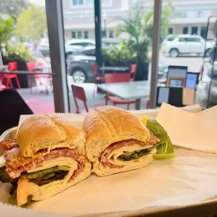 Salami and cheese sandwich