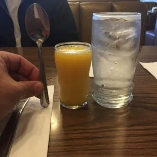 One free drink included.  4 oz. of nice cold, out of the machine, orange juice!