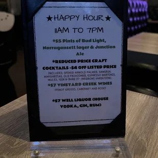 Happy hour specials