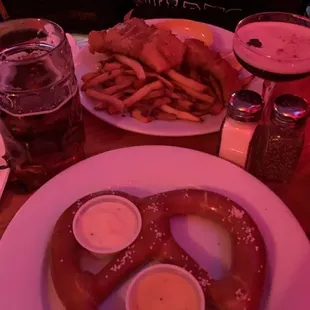 Fish &amp; Chips and pretzel