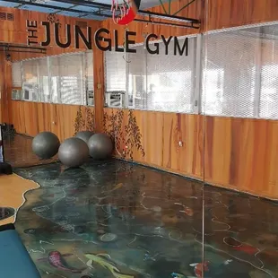 The newly painted yoga studio.