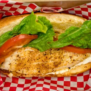Grilled catfish poboy sandwich