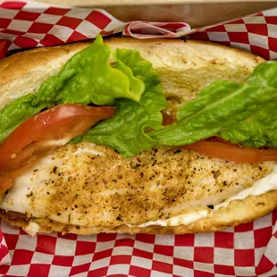 Grilled catfish poboy sandwich