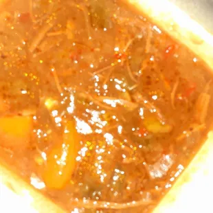 Warm, Spicy, Hearty explosive scoops in my mouth!