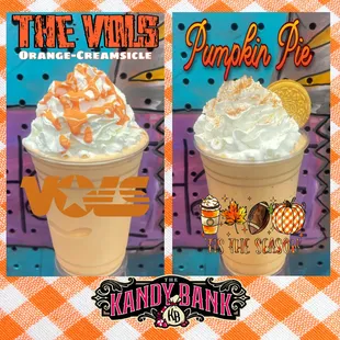 a pumpkin pie milkshake and a pumpkin pie milkshake